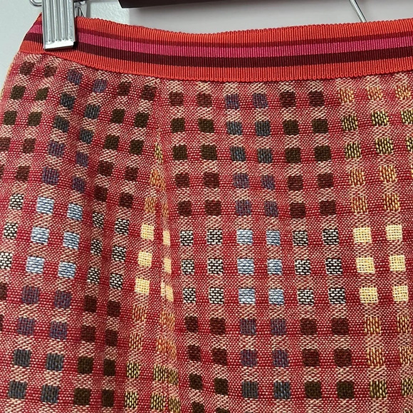 ETCETERA Multicolor Check Print Knee Length Wool Blend Flute Skirt size 8 - Picture 2 of 4